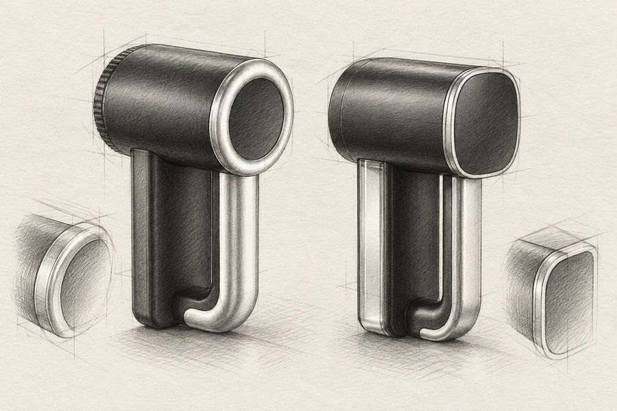 Partially shaded product sketches exploring material and surface details